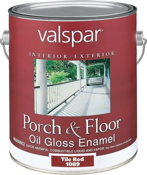 Valspar 027.0001089.007 Porch and Floor Enamel Paint, High-Gloss, Tile Red, 1 gal, Pack of 2