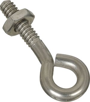 National Hardware N221-556 Eye Bolt, #10-24 Thread, 3/4 in L Thread, 0.28 in ID Dia Eye, 0.91 in L Shank, Pack of 10