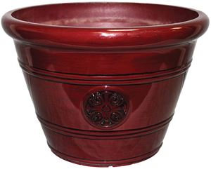 Southern Patio HDP-019299 Planter, 10-1/2 in H, 12 in W, 12 in D, Vinyl, Oxblood