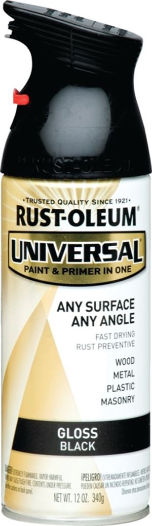 Rust-Oleum 245196 Enamel Spray Paint, Gloss, Black, 12 oz, Can