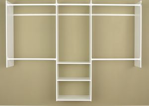 Easy Track RB1460 Deluxe Starter Closet, 48 to 96 in W, 84 in H, 3-Shelf