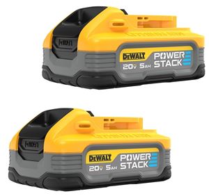 DEWALT POWERSTACK DCBP520-2 Battery, 20 V Battery, 5 Ah, 90 min Charging, Pack of 1