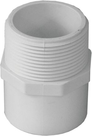 Genova 300 Series 30454 Reducing Pipe Adapter, 1-1/2 x 1-1/4 in, MIP x Slip, PVC, White, SCH 40 Schedule