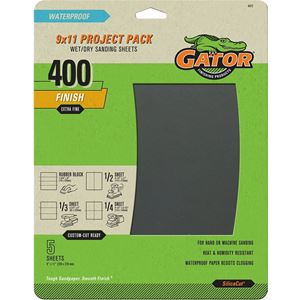 Gator 4472 Sanding Sheet, 9 in L, 11 in W, 400 Grit, Very Fine, Silicone Carbide Abrasive