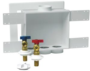 Oatey Quadtro 38529 Washing Machine Outlet Box, 1/2 in Connection, Brass/Polystyrene