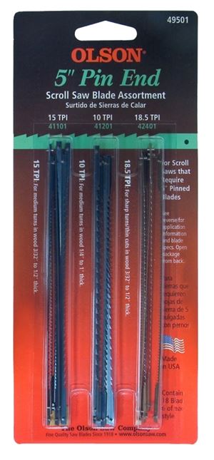 Olson FR49501 Pin End Blade Assortment, Regular Teeth, 5 in L