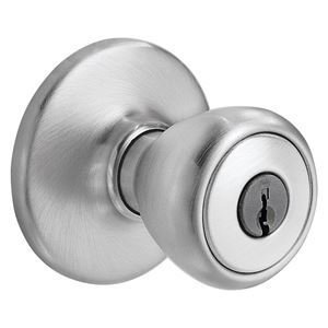 Kwikset 94002-441 Entry Knob, Satin Chrome, Metal/Satin, K6 Keyway, 3 Grade, Left, Right Hand