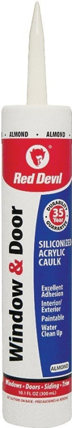 Red Devil 084620 Siliconized Acrylic Caulk, Almond, -20 to 180 deg F, 10.1 fl-oz Cartridge, Pack of 12