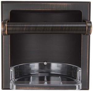 Boston Harbor 770H-35-07-SOU Soap Holder and Grab Bar, Recessed Mounting, Plastic Roller/Zinc, Venetian Bronze Finish