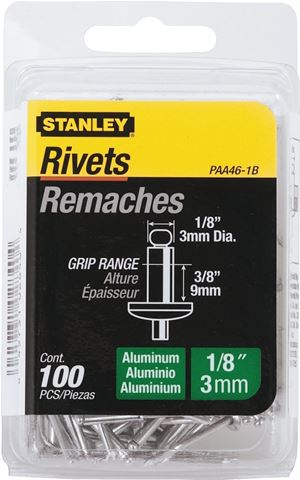 Stanley PAA46-1B Pop Rivet, Reusable, Aluminum, 100/PK