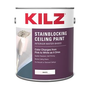 Kilz 68041 Ceiling Paint, White, 1 gal, Can, Resists: Spatter, Water Base, Pack of 4