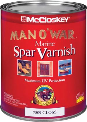 McCloskey Man O War 80-7509 080.0007509.005 Spar Varnish, Gloss, Clear, Liquid, 1 qt, Pack of 4