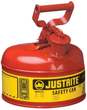 Justrite 7110100 Safety Can, 1 gal, Steel, Red