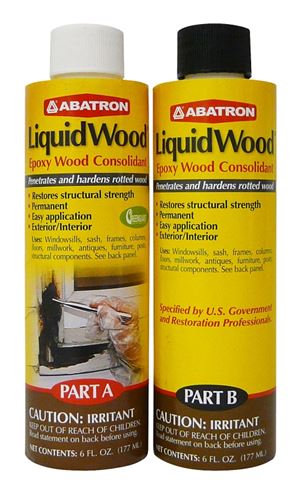 Abatron LWAB6OR Wood Filler, Liquid, Faint, Slightly Aromatic Part A, Irritating Ammonia Part B, Clear, 12 oz