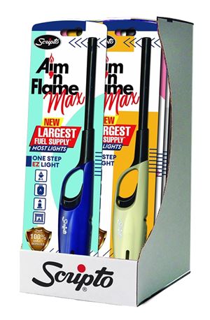 Scripto Aim 'n Flame MAX BGM19-1/12CD Utility Lighter, Assorted, Pack of 12