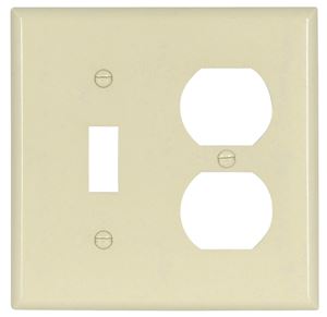 Eaton Wiring Devices 2138LA-BOX Combination Wallplate, 4-1/2 in L, 4-9/16 in W, 2 -Gang, Thermoset, Light Almond