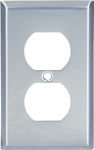 Eaton Wiring Devices 93101-BOX Receptacle Wallplate, 4-1/2 in L, 2-3/4 in W, 1 -Gang, 302 Stainless Steel