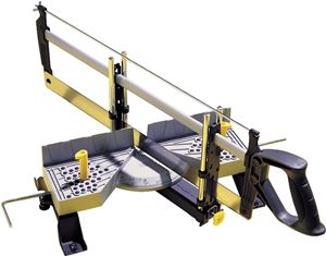 Stanley 20-800 Clamping Mitre Box with Saw, 22 in W Cutting, 1-1/2 in D Cutting, 45, 90 deg Cutting Slot, Aluminum