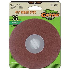 Gator 3073 Fiber Disc, 4-1/2 in Dia, 36 Grit, Extra Coarse, Aluminum Oxide Abrasive, Fiber Backing