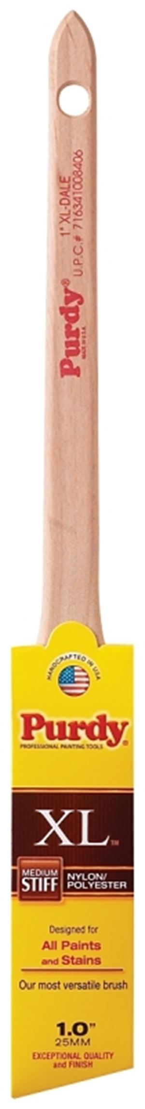 Purdy XL Dale 144080310 Paint Brush, 1 in W, Angular Trim Brush, Nylon/Polyester Bristle, Rattail Handle