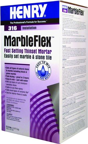 Henry Marbelflex Series 12035 Thin-Set Adhesive, Powder, 12.5 lb, Box