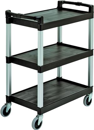 Continental Commercial 5810BK Service/Bussing Cart, 400 lb, Plastic, Black, 31-1/4 in OAL, 16-1/4 in OAW, 36-3/8 in OAH