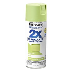 Rust-Oleum Painter's Touch 2X Ultra Cover 334070 Spray Paint, Satin, Green Apple, 12 oz, Aerosol Can