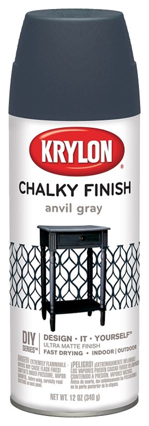 Krylon K04104000 Chalk Spray Paint, Matte, Gray, 12 oz, Can