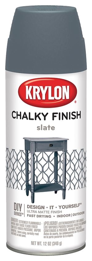 Krylon K04103000 Chalk Spray Paint, Matte, Slate, 12 oz, Can