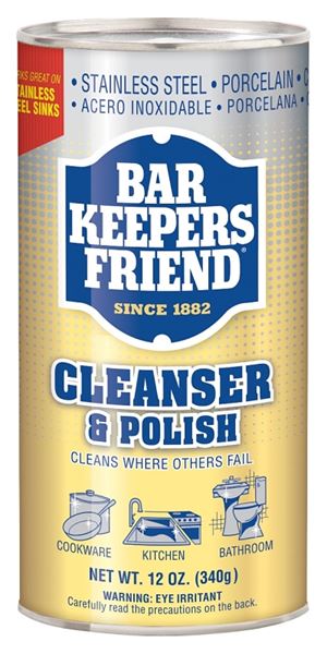 Bar Keepers Friend 11510 Cleanser and Polish, 12 oz Can, Powder, White