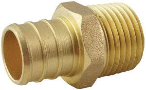 Apollo APXMA1234 Pipe Adapter, 3/4 x 1/2 in, PEX x MPT, Brass, 200 psi Pressure