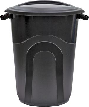 United Solutions TI0019 Trash Can, 32 gal Capacity, Plastic, Black, Snap-On Lid Closure, Pack of 6