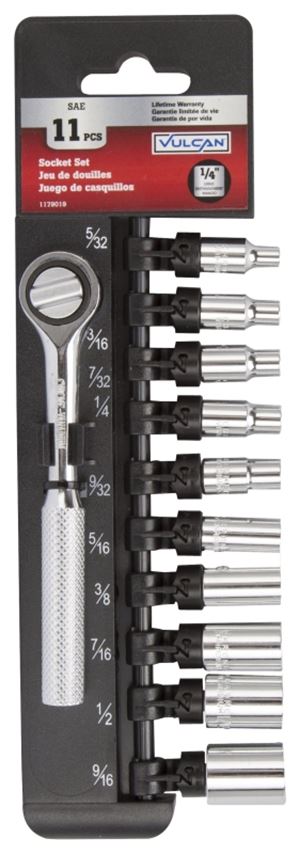 Vulcan 11PC-2 Socket Set, Chrome Vanadium Steel, Chrome