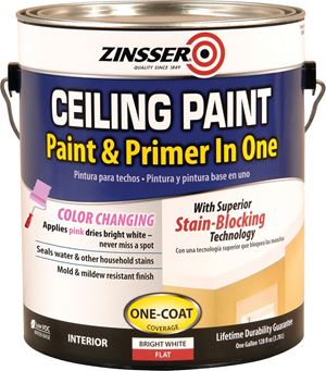 Zinsser 260967 Ceiling Paint, Flat, Bright White, 1 gal, Can, Water, Pack of 2