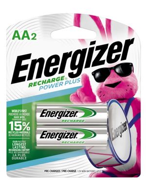 Energizer NH15BP-2 Battery, 1.2 V Battery, 2300 mAh, AA Battery, Nickel-Metal Hydride, Rechargeable