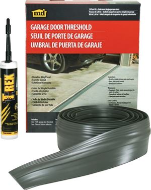 M-D 50100 Garage Door Threshold Kit, 1/8 in Thick, 10 ft L, Vinyl, Gray