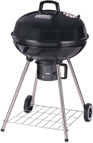 Omaha DFKP22443L Charcoal Kettle Grill, 2-Grate, 397 sq-in Primary Cooking Surface, Black, Steel Body