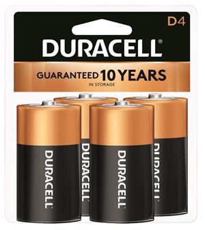 Duracell MN1300R4Z Battery, 1.5 V Battery, 14 Ah, D Battery, Alkaline, Manganese Dioxide, Black