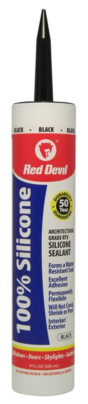 Red Devil 081660 Silicone Sealant, Black, -60 to 400 deg F, 9 fl-oz Cartridge, Pack of 12
