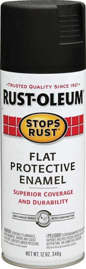 Rust-Oleum 7776830 Rust Preventative Spray Paint, Flat, Black, 12 oz, Can