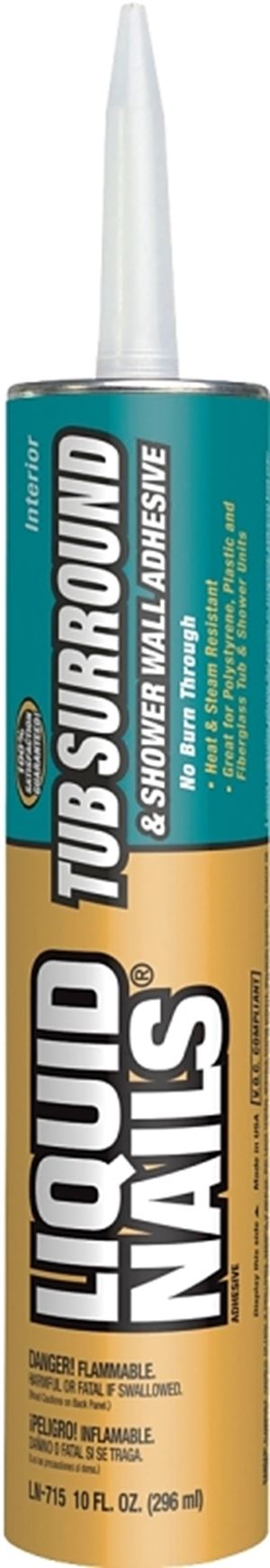 Liquid Nails LN-715 Tub Surround and Shower Adhesive, White, 10 oz Cartridge, Pack of 24