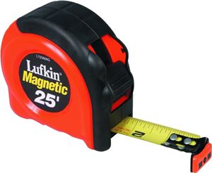 Crescent Lufkin L725MAG Tape Measure, 25 ft L Blade, 1 in W Blade, Steel Blade, ABS/Rubber Case, Orange Case