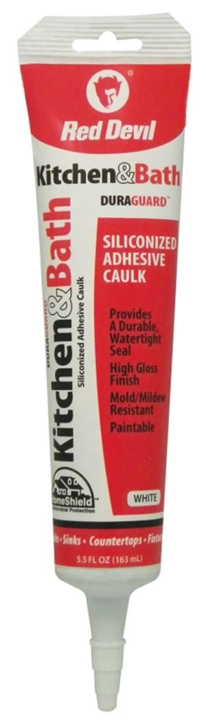 Red Devil DuraGuard 0405 Acrylic Caulk, White, -20 to 180 deg F, 5.5 oz Squeeze Tube