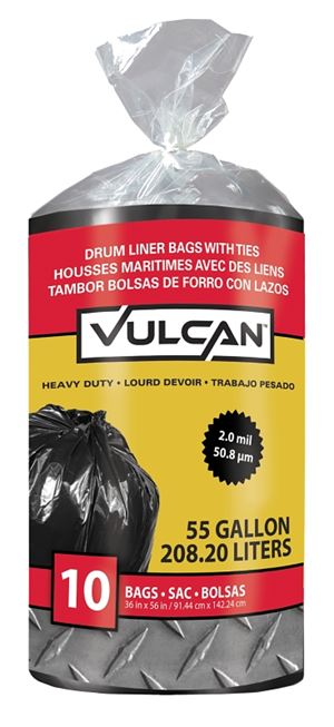 Vulcan FG-03812-09 Drum Liner, 55 gal, Poly, Black