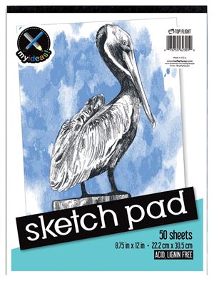 Top Flight 4807103 Sketch Pad, Drawing Sheet, 8-3/4 in L x 12 in W Sheet, 50-Sheet, Pack of 6