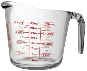 Anchor Hocking 551780L13 Measuring Cup, 1 qt Capacity, Glass, Clear, Pack of 3