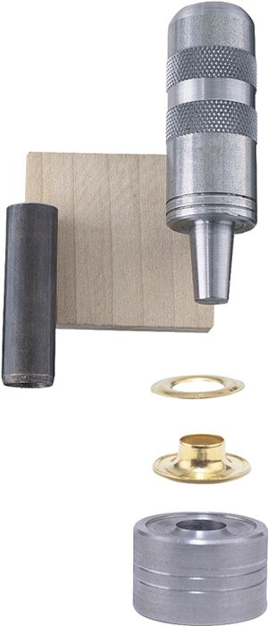 General 71260 Grommet Kit, Includes: Anvil, Cutting Block, (48) 1/4 in Grommets, Hole Cutter and Mandrill, Brass