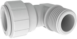 John Guest PSEI482024P Fixed Pipe Elbow, 1/2 in, Plastic, White, 160 psi Pressure