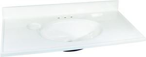 Foremost WS-1937 Vanity Top, 37 in OAL, 19 in OAW, Marble, Solid White, Countertop Edge