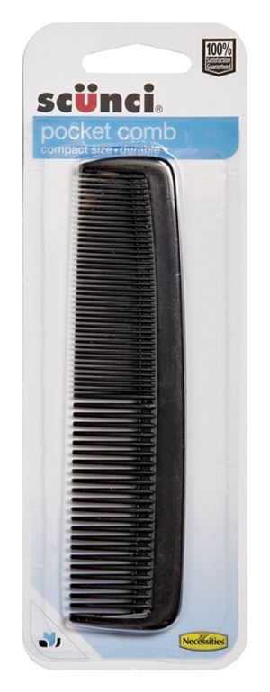 Lil' DRUG STORE 7-92554-11200-0 Pocket Hair Comb, Plastic Bristle, Black Bristle, Pack of 48